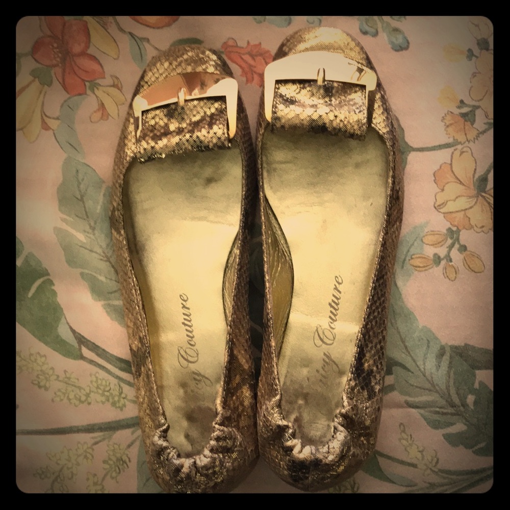 juicy Couture gold snake flats